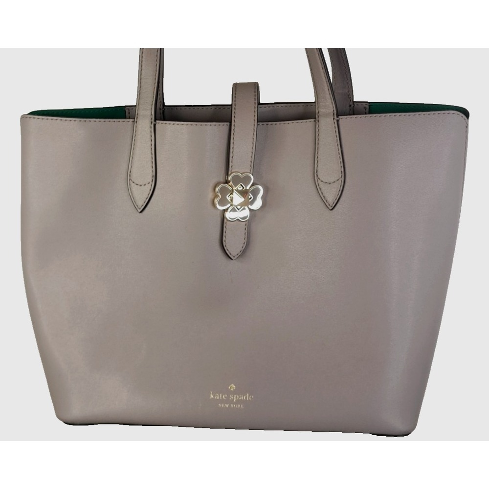 Kate Spade New York Kaci Small Tote Handbag Soft Taupe Green Interior 10" x 10"